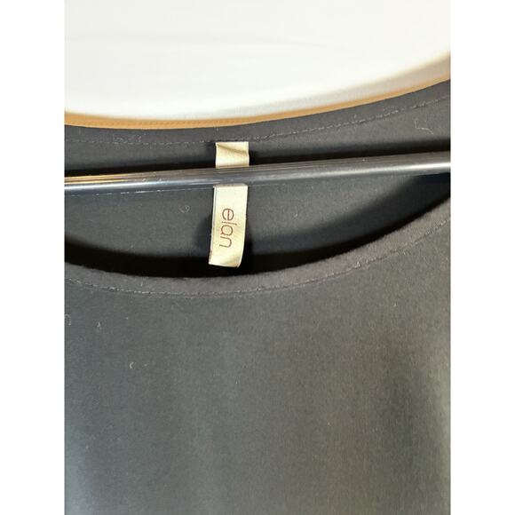 Elan Black Boho Bell Sleeve Top Size M Crochet Lace Detail Flowy Festival Style - Picture 4 of 9